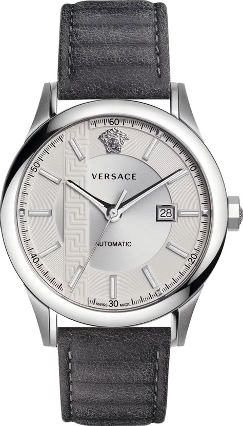 aiakos automatic leather strap watch 44mm versace|Versace 44mm Aiakos Men's Automatic Watch with Gray Leather .